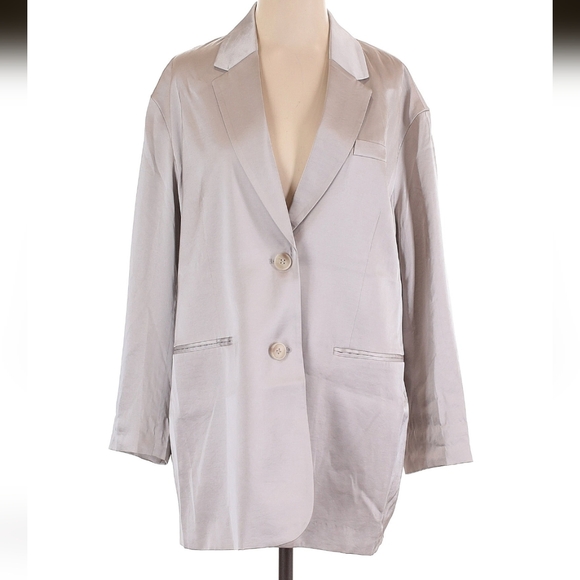 Women's H&M Silky Gray Taupe Blazer Jacket - Picture 1 of 3
